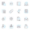 Mall browsing linear icons set. Shopping, Window-shopping, Retail, Boutiques, Sales, Discounts, Fashion line vector and