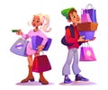 Mall buyer characters with shopping bags Royalty Free Stock Photo