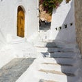 Mall greek street in Lindos, Rhodes, Greece Royalty Free Stock Photo