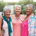 This mall has it all. Cropped portrait of a three senior women out on a shopping spree. Royalty Free Stock Photo