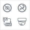 Mall line icons. linear set. quality vector line set such as cctv, payment, no smoking