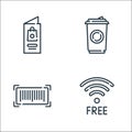 Mall line icons. linear set. quality vector line set such as wifi, barcode, coffee cup