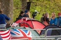 THE MALL, LONDON - 4 May 2023: Royalists camped outside of Buckingham Palace ahead of the Coronation of King Charles Royalty Free Stock Photo