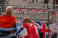 THE MALL, LONDON - 4 May 2023: Royalists outside of Buckingham Palace ahead of the Coronation of King Charles Royalty Free Stock Photo