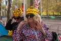 THE MALL, LONDON - 4 May 2023: Royalists outside of Buckingham Palace ahead of the Coronation of King Charles Royalty Free Stock Photo