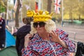 THE MALL, LONDON - 4 May 2023: Royalists outside of Buckingham Palace ahead of the Coronation of King Charles Royalty Free Stock Photo