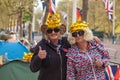 THE MALL, LONDON - 4 May 2023: Royalists outside of Buckingham Palace ahead of the Coronation of King Charles Royalty Free Stock Photo