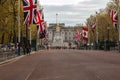 THE MALL, LONDON - 4 May 2023: Sign pointing to Buckingham Palace ahead of the Coronation of King Charles