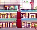 Mall shop with escalator vector illustration