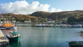 Mallaig, United Kingdom - 16 OCTOBER 2019 : View of Mallaig harbor during cloudy evening.