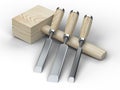 Mallet and chisel hand tool with wooden handles Royalty Free Stock Photo