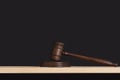 Mallet of the judge on black background. Judges gavel. Hammer auction