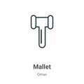 Mallet outline vector icon. Thin line black mallet icon, flat vector simple element illustration from editable other concept Royalty Free Stock Photo