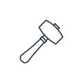 mallet vector icon isolated on white background. Outline, thin line mallet icon for website design and mobile, app development.