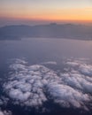 Mallorca island from airplane during sunrise Royalty Free Stock Photo