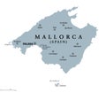 Mallorca, Majorca gray political map Royalty Free Stock Photo