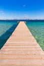 Mallorca Platja de Alcudia beach pier in Majorca Royalty Free Stock Photo