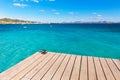 Mallorca Platja de Alcudia beach pier in Majorca Royalty Free Stock Photo