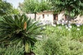 Mallorca, Spain - 10 July, 2023: Lush tropical gardens at an Agroturismo hotel in Mallorca, Spain Royalty Free Stock Photo