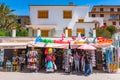 Souvenir stand in the Port de Soller, a popular family resort of Mallorca. Spain Royalty Free Stock Photo