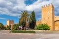 View of street and city wall in Alcudia, Mallorca Royalty Free Stock Photo