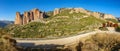 Mallos of Riglos wide panorama in Huesca Royalty Free Stock Photo