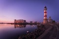 Malmo Old Lighthouse, a beautiful lighthouse in the center of the Swedish city Royalty Free Stock Photo