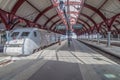 MALMO, SWEDEN - AUGUST 27, 2016: Platform of Central train Station in Malmo, Swed Royalty Free Stock Photo
