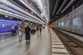 MALMO, SWEDEN - AUGUST 27, 2016: Platform of Central train Station in Malmo, Swed Royalty Free Stock Photo