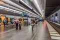 MALMO, SWEDEN - AUGUST 27, 2016: Platform of Central train Station in Malmo, Swed Royalty Free Stock Photo
