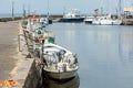 Malmo, Sweden- June 28, 2020: Small fishing boats in a marina in Scania, Southern Sweden. The fishing business is not Royalty Free Stock Photo