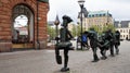 MALMO, SWEDEN - MAY 31, 2017: Optimistorkestern, The Optimists Orchestra are sculptures in bronze at Sodergatan street, created by