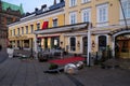MalmÃÂ¶, Sweden - December 15, 2019: A restaurant outdoor serving area completely destroyed