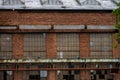 Large windows of an abandoned wharf building.. Royalty Free Stock Photo