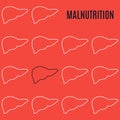 Malnutrition liver icon patterned poster in linear style