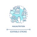 Malnutrition turquoise concept icon