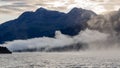 Maloja mountain Pass, Switzerland. Landscape of the lake Sils in the morning during the fall time Royalty Free Stock Photo