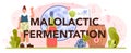 Malolactic fermentation typographic header. Wine production. Alcohol drink Royalty Free Stock Photo