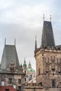 Malostranska panorama, with the lesser town bridge tower of Charles Bridge, also called malostranska mostecka vez and St Nicholas Royalty Free Stock Photo