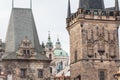 Malostranska panorama, with the lesser town bridge tower of Charles Bridge, also called malostranska mostecka vez Royalty Free Stock Photo