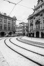 Malostranske Square with snow covered street