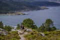 A couple enjoy the views of Ponteceso, in Galicia Spain.