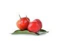 Malpighia glabra,Acerola fruit on white background Royalty Free Stock Photo