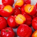 Malpighia glabra red acerola, tropical fruit Royalty Free Stock Photo