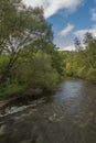 Malse river near Plav village in cloudy autumn day Royalty Free Stock Photo