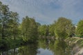 Malse river in spring morning in Budweis city Royalty Free Stock Photo