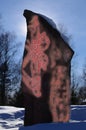 Malsta runestone with illuminated inscriptions in backlight Royalty Free Stock Photo