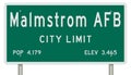 Malstrom AFB road sign showing population and elevation