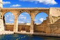 Malta, Birgu, arches near Fort St. Angelo