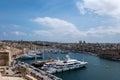 Malta, Birgu, grand harbor, with luxury yachts
